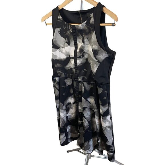 Mossimo Black White Sleeveless Patterned Knee Length Dress Sz M - Picture 3 of 10